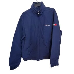 Tommy Hilfiger Navy blue mens large sail hooded Jacket 081